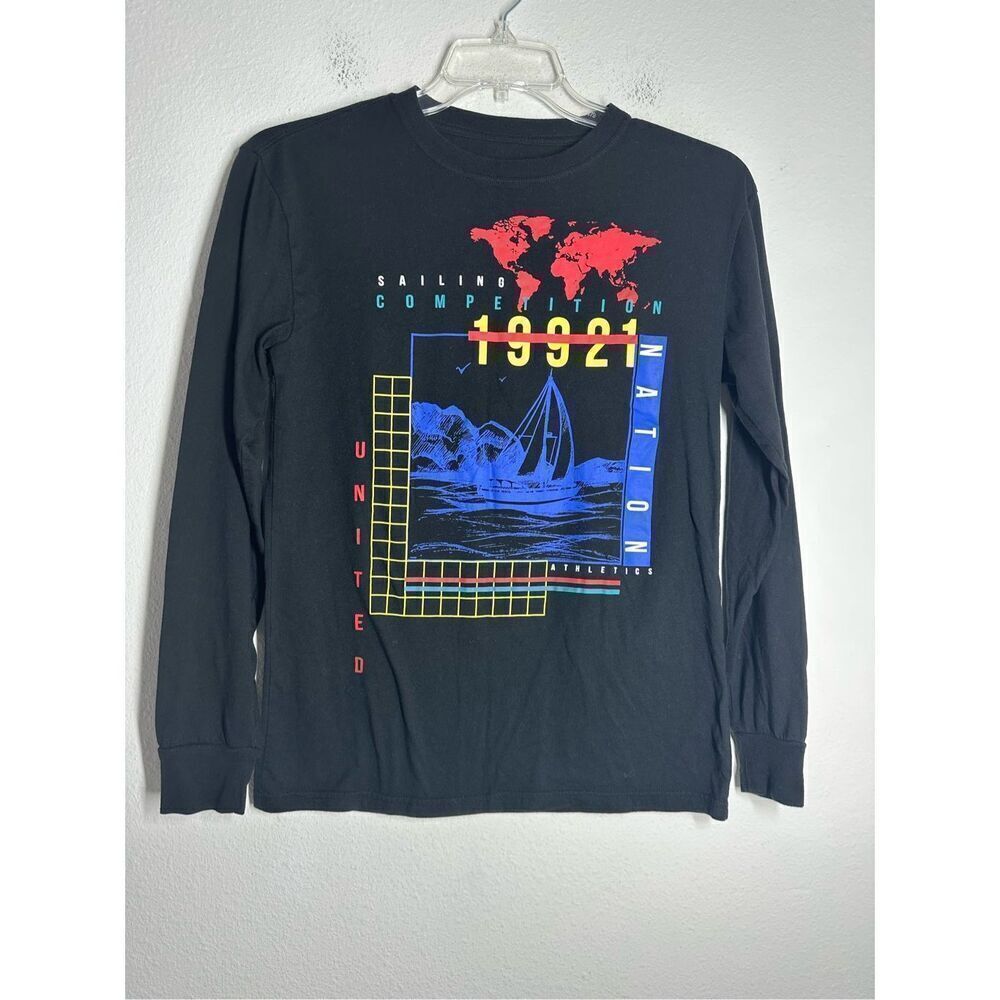 Original Use Sailing Competition Black Long Sleeve Mens Shirt Size XS Cotton